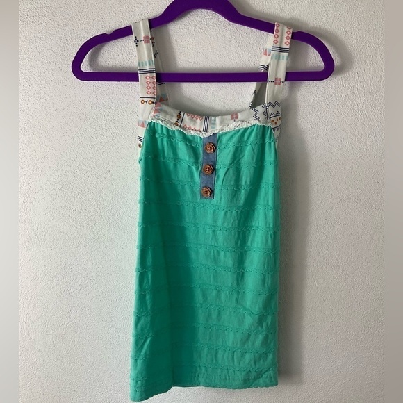 Matilda Jane Blue Green Tank Top Sz 10 - Picture 1 of 3